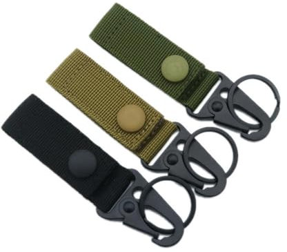Acpetdr Tactical Gear Clip, Nylon-Schlüsselanhänger Halter oder Taktische Gürtel Keeper militärische Utility Hanger Karabiner Taktische Molle Haken, schwarz, braun, grün