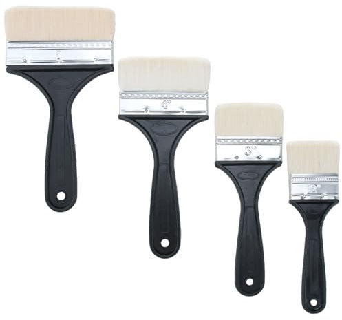 Paint Brush Set, Wall Paint House Touch-up Stain Brushes Set Masonry Paint Brushes for Furniture Painting Brush, Wood Fence Staining Brush, Cabinets Door Brush 2 Inch/3 Inch/4 Inch/5 Inch Set of 4