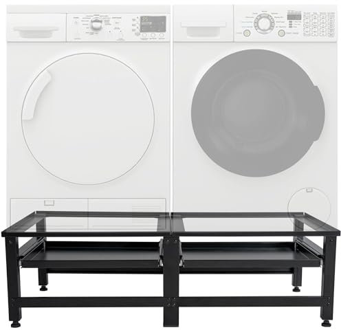 DELUKE® Waschmaschinen Untergestell doppelt DAVID - für je 200kg UNIVERSAL | Doppeluntergestell Waschmaschinen Unterschrank Waschmaschinen Sockel Trockner Untergestell | Schwarz