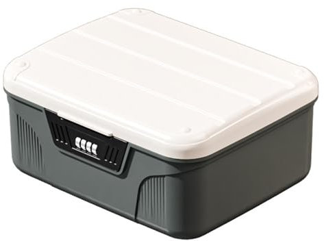 Lamppdcor Fridge Lock Box 4.7x10.3x8.9 Inch High Capacity Lockable Storage Box Lockable Storage Box with Partition & Combination Code for Medicine Documents Food Safety,Grey