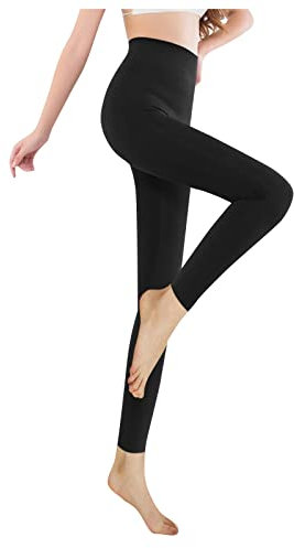 Collant Polaire Femme Hiver Effet Transparent, Thermique Chaud Taille Haute (Noir, XL)