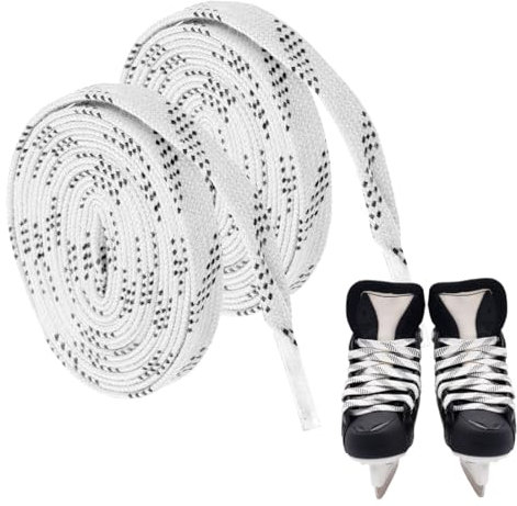 WUSJCOF Profi-Schnürsenkel für Eishockey-Schlittschuhe, Gewachst, Auch für Inlineskates & Rollschuhe geeignet (305 cm, Weiß)
