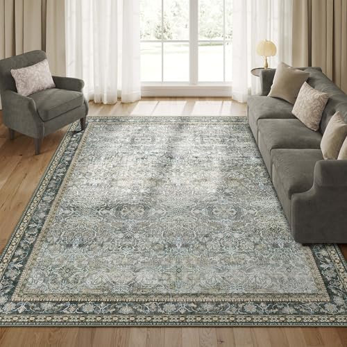 SONGMICS HOME Teppich, 160 x 230 cm, Wohnzimmerteppich, Vintage-Stil, Rutschfester Teppich, flauschig, Dekoration, für Wohnzimmer, Schlafzimmer, maschinenwaschbar, walnussbraun TAR129K01