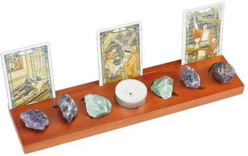 NBEADS Porta Carte Dei Tarocchi In Legno con Fasi Lunari, Supporto per Carte Dei Tarocchi Da 28x7x1.6cm Supporto per Stregoneria Decorazione Wiccan per Carte Dei Tarocchi Carta