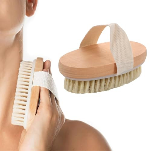 Brosse à sec pour le corps, Brosse exfoliante physique, Brosse pour le corps en Poils d'Agave Naturels, Parfaite pour le Brossage à Sec, Améliorer les fonctions lymphatiques, Exfoliant