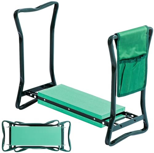 Portable Heavy Duty Foldable Garden Kneeler Seat with Handles,Foam Padding, and Tool Bag,Gardening Kneeler Stool and Kneeling Pad for Comfortable Outdoor Use