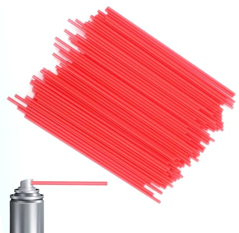 Lyreh 200pcs Spray Can Replacement Straws, 4.7in Plastic Spray Bottle Nozzle Tips Extension Parts Accessories for Narrow Space Paint Cleaner Lubricant Oil(Red)
