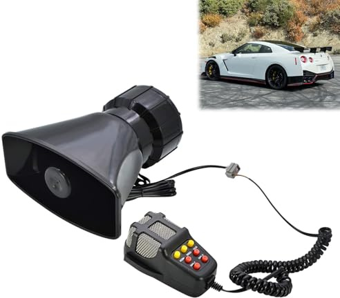 Auto Sirene Lautsprecher,Auto Sirene Lautsprecher Fahrzeug,7 Ton Sound Horn mit Mic PA Polizei Notfallsignal Hupe,Autosirene Mit Mikrofon,Elektronische Warnsirene