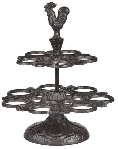 Cast Iron Egg Rack - Vintage Egg Tray for 12 Eggs, Egg Rack | 2 Tier Cast Iron Egg Rack for Dozens of Eggs, Decorative Egg Rack for Countertop, Kitchen and Room