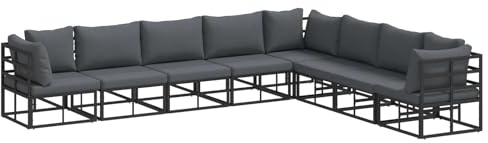 vidaXL Gartensofa-Set 8 STK. Schwarz Aluminium