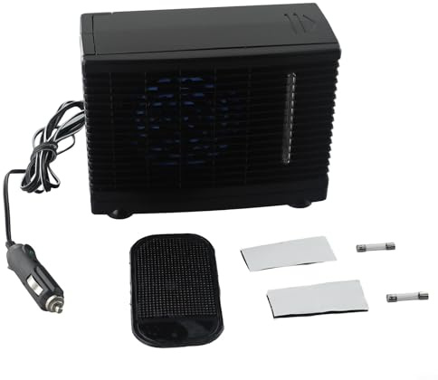 Zilimontt 12V Portable Air Conditioner Fan for for Car or Home with Water Cooling and Ice Tank, Compact Low Power Air Cooler for for Travel, Camping, Boating, Pet Owners and