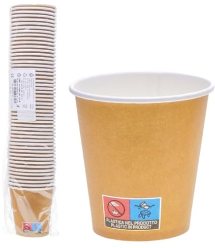 ECOPICNIC Lot de 1500 gobelets jetables en carton - 150 ml - Diamètre : 70 mm - Marron - Pour expresso, dégustation, café à emporter, restauration, distributeurs automatiques, bureau, café, bar