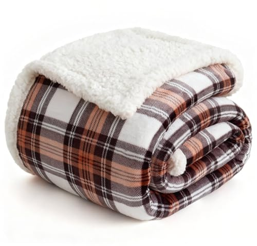 Blanket for Women, Flannel Cozy Soft Blanket for Bed Fleece (Orange-2, 80*90)