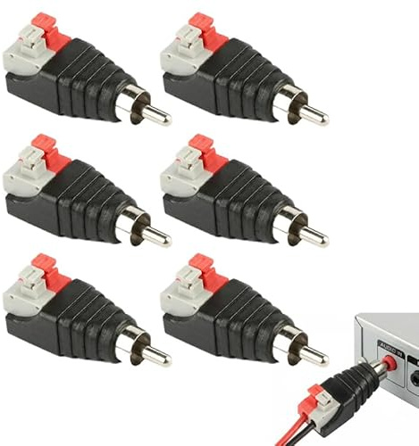6 Stück RCA Cinch auf Lautsprecher Kabeladapter, Cinch-Lautsprecher-Kabelverbinder, Schraubbarer RCA Stecker ohne Löten, Federpresse Balun mit AV Schraubklemme, für Subwoofer & Audio Video, CCTV