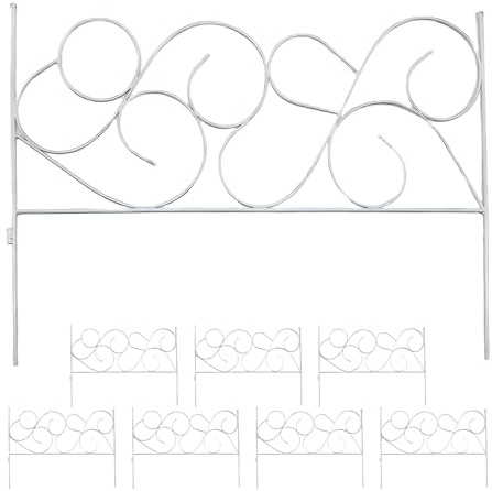 Relaxdays bordura aiuole, metallo, 8 elementi, stile Liberty, bianca | HxB:36x400cm, da infilare