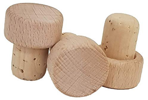 10 Griffkorken, Griff aus Holz -Natur - Stopfen Durchmesser 18 mm, Korken ideal zum Verschluss von für Essig, Öl und Likör Flaschen - Karaffen