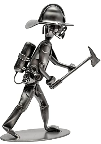 STEEMO Schraubenmännchen Feuerwehrmann Axt Feuerwehr-Geschenk Metall-Deko 18x6x18 cm
