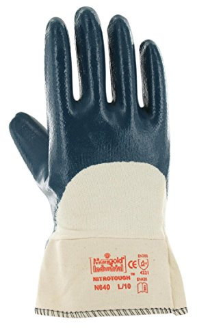 Ansell Nitrotough N640 Öl abweisende Handschuhe, Mechanikschutz, Blau, Größe 11 (12 Paar pro Beutel)