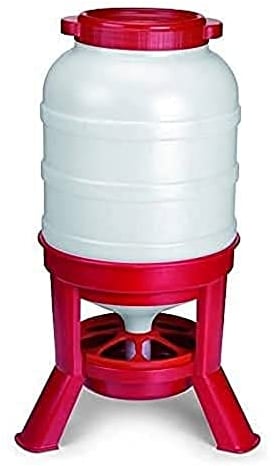 Futterhalter Hühner-KG.25/30 rund, aus robustem Kunststoff, Serve für Hühner, Truthühner, Hühner, Gänse und Geflügel in Genre, mit Gitter antispreco Futtermittel, Ständer stabil und robust.Höhe cm.78