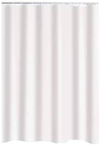 RIDDER Duschvorhang Textil ca. 240x180 cm Madison, weiß, inkl. Ringe | Waschbar | Uni | ÖkoTex