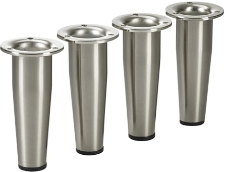SOTECH 4er Set Möbelfüße Fox-TROT Bettfüße Edelstahloptik/Höhe: 100 mm verstellbar
