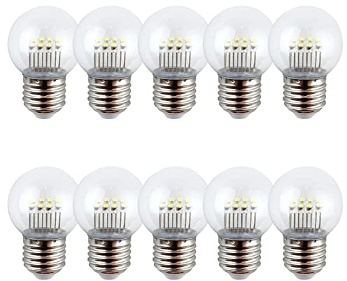 NCC-Licht 10 x LED Leuchtmittel Tropfen Kugel 1W E27 KLAR V8 extra warmweiß 2200K für Innen und Außen