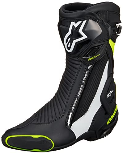 Alpinestars Stivali da moto Smx Plus V2 Black White Yellow Fluo, Nero/Bianco/Giallo, 47