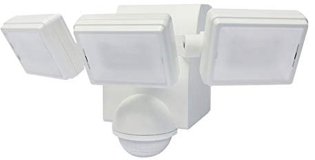 White IQ Triple Spotlight PIR Battery Operated Security Light - Outdoor Security Wall Light - Exterior Battery Operated PIR Motion Sensor - 1000 Lumen LED Floodlight (Single)