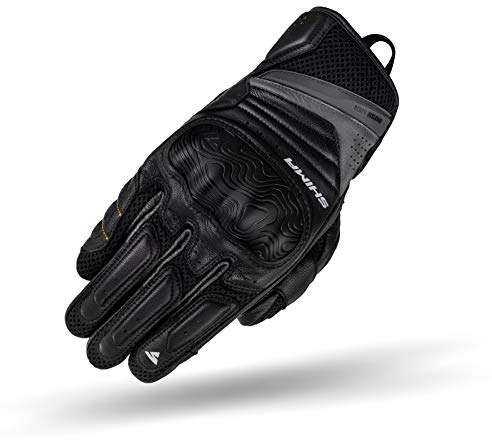 SHIMA RUSH Motorradhandschuhe - Atmungsaktive, Verstärkte, Stadt, Sommer, Touchscreen Handschuhe mit Knöchelprotektor, Handgelenk und Finger Aufpralldämpfer (Herren, Schwarz, L)