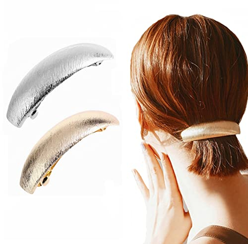 2 pièces Barrettes à cheveux françaises Barrettes à cheveux rétro en métal Pinces à cheveux exquises Accessoires pour cheveux pour femmes filles (or + ton argent)