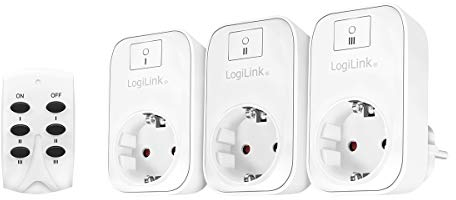 LogiLink EC0007 - Steckdosenset mit Fernbedienung bis zu 30m, 3X CEE 7/3, Innenbereich