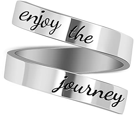 LucBuy Stainless Steel Keep Going Inspirational Gifts Engraved Adjustable Rings Jewelry for Men Women