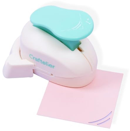 Craftelier - Ecklocher in Croissant Form mit Hebel zum Stanzen von gebogenen Stanzformen auf Papier und Karton, speziell für Scrapbooking | Formgröße 25 mm Durchmesser