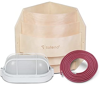 SULENO - Saunalampe BELLA ECK Saunaleuchte mit Blendschirm und Fassung, hitzebeständige Saunalampe mit Anschlusskabel - Must-Have Saunabeleuchtung (mit Anschlusskabel)…
