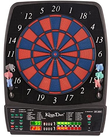 Automaten Hoffmann Edartscheibe Profi | Elektronische Dartscheibe in Turniergröße | Inkl. 6 Dartpfeilen | Leuchtanzeige + Sound | 2-Loch-Segmente | 28 Spielvarianten | Für Softdarts bis 18 g