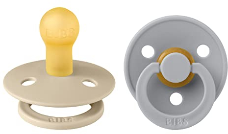 BIBS Colour Schnuller 2er-Pack, BPA-frei, Kirschform Nippel. Naturkautschuk/Latex, Hergestellt in Dänemark. 6-18 Monate (2er Pack), Vanilla/Cloud