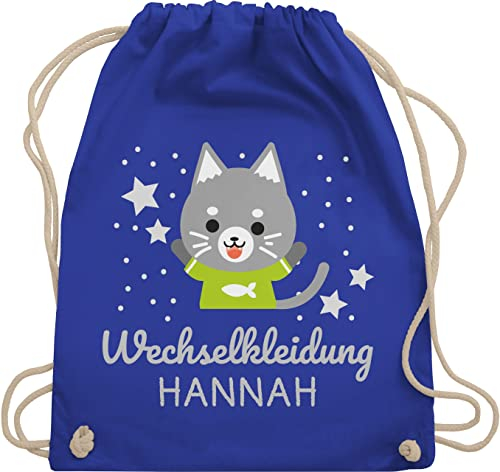 Turnbeutel Rucksack - Kita Beutel Wechselsachen Mädchen - Wechselkleidung Katze - Unisize - Royalblau - stoffbeutel kindergarten wechselbeutel personalisierte beutelrucksäcke für