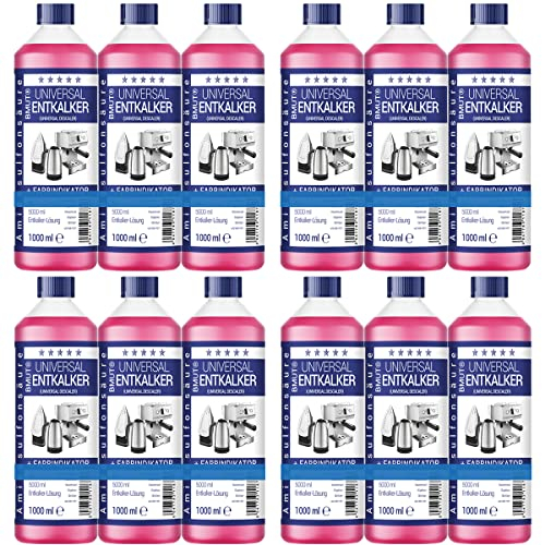 Descalcificador universal de 1000 ml para cafeteras automáticas y máquinas de café, para 8 operaciones de descalcificación 125 ml cada una, 12 botellas