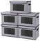 YheenLf Storage Bins with Lids, Shelf Basket with Handles, Cube Organizer Basket with Transparent Window for Organizing, 38x25x25 cm Decorative Storage Containers, Gray, 5-Pack, Medium