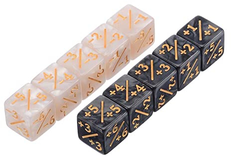 Plus und Minus Würfel Mathematische Operation Würfel Würfel 10STK Set mit Säckchen Doppel-Farben Polyedrischer Spielwürfel Kompatibel mit MTG, CCG, Kartenspiel Zubehör