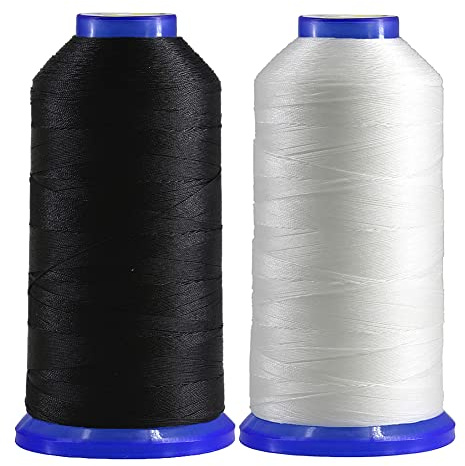 Selric Confezione da 2 fili in nylon legato Tex 90 per cucire pelle 280D/3 T90 #92 resistenti per tappezzeria in pelle e altri tessuti pesanti