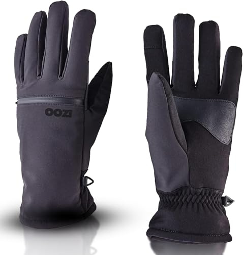 OOZi Winterhandschuhe mit Reißverschlusstasche für Herren und Damen sind Winddicht und mittelschwer, ideal zum Skifahren, Snowboarden, Wandern, Laufen und Radsport