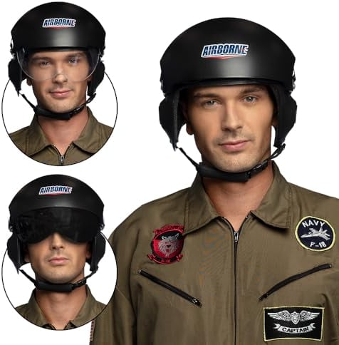 Boland 01420 - Helm Airborne, Kopfbedeckung für Jet Pilot Kostüm, Zubehör für Faschingskostüme, Karneval, Mottoparty