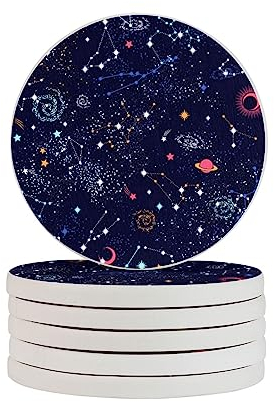 Stern-Konstellationskarte gedruckt Kieselgur Tasse Untersetzer Getränkeuntersetzer rutschfeste Tassen Platzsets Tabletop Schutz Pad Kleine Pflanzschale Sechs Stück