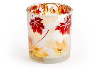 H&H Porta Tealight in Vetro, Decoro Acero Bianco, 7x8cm