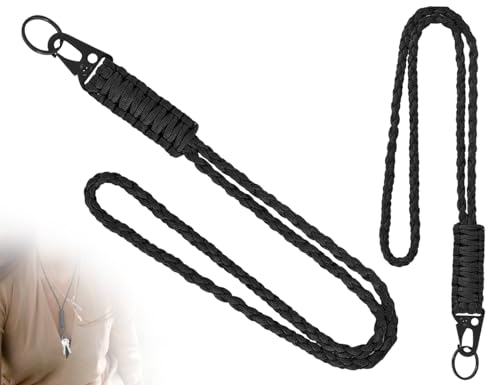 KAPSING Paracord Schlüsselanhänger Schlüsselband, Wristlet Umhängeband, Schlüsselband, lanyard schlüsselband für Schlüssel, ID Badge Card Holder(schwarz)