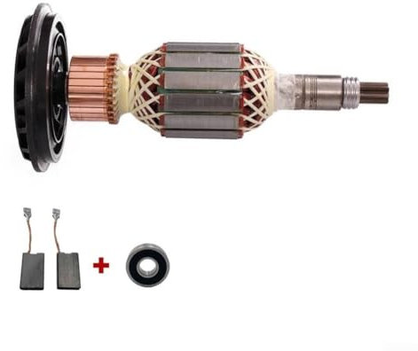 Armature for Rotor Anchor Spare Parts For Bosch GBH11DE for GSH11E Demolition Hammer,Length 208mm, Includes for Rotor Anchor, Carbon Brush, Bearing