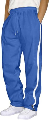 Zhiyao Oversize Jogginghose Herren Cargo Hosen Baumwolle Sporthose Lange Trainingshose Jogger Männer Fitness Sweathose Freizeithose Relaxed Fit Sweatpants Jogginghosen mit Taschen Blau XL