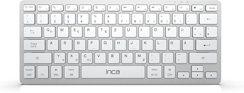 İnca IBK-565BT Bluetooth Tastatur Kabellos – Wiederaufladbar, Deutsches QWERTZ Layout, Ultra-Dünn & Leise Tasten für PC, Laptop, Tablet, Smartphone, Smart TV, Windows, Mac OS, Android, iOS