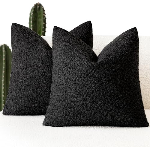 Foindtower Bouclé-Kissenbezüge strukturiert, einfarbig, gemütlich, weich, dekorativ, neutrale Couchkissenbezüge für Stuhl, Sofa, Schlafzimmer, Wohnzimmer, Heimdekoration, 61 x 61 cm, Packung mit 2